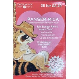 1992 Ranger Rick VTG American Greetings‎ Valentine's Day Cards 38 Pcs USA NEW